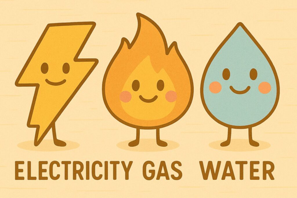 電気・ガス・水道の復旧目安を示すアイコン