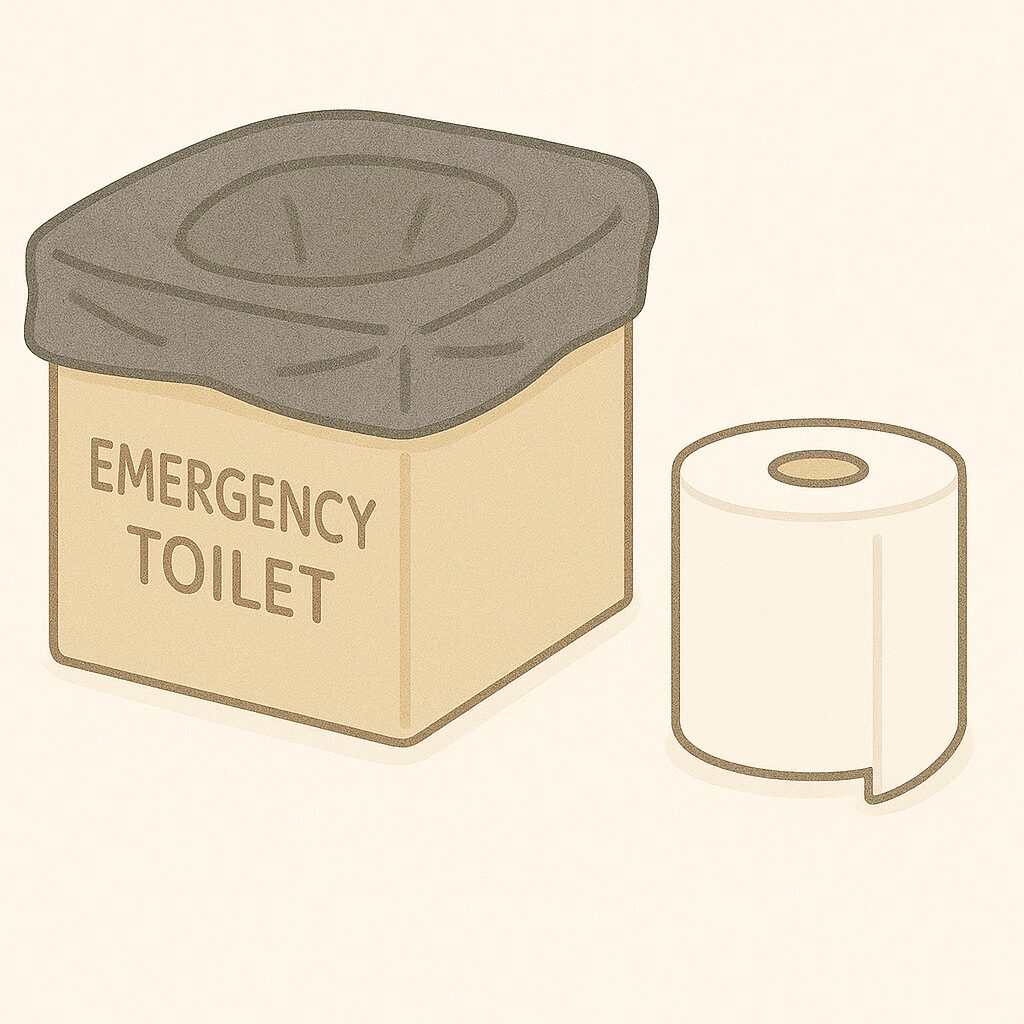 非常用トイレとトイレットペーパーのイラスト