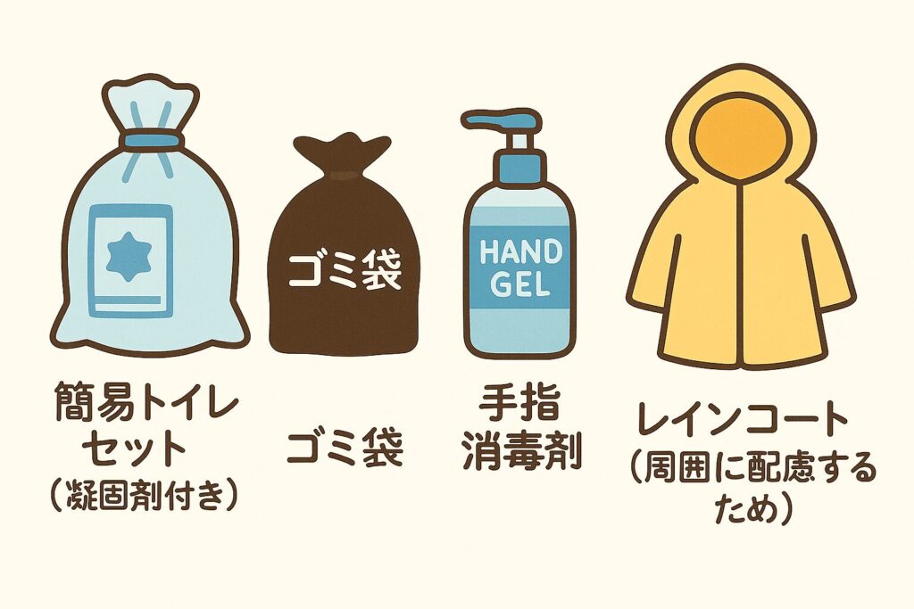 トイレの防災　実際に必要なアイテムのイラスト