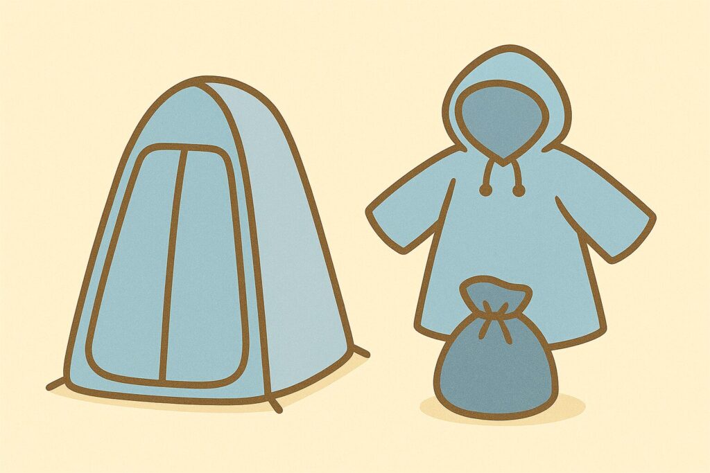 簡易トイレをより使いやすくするグッズのイラスト