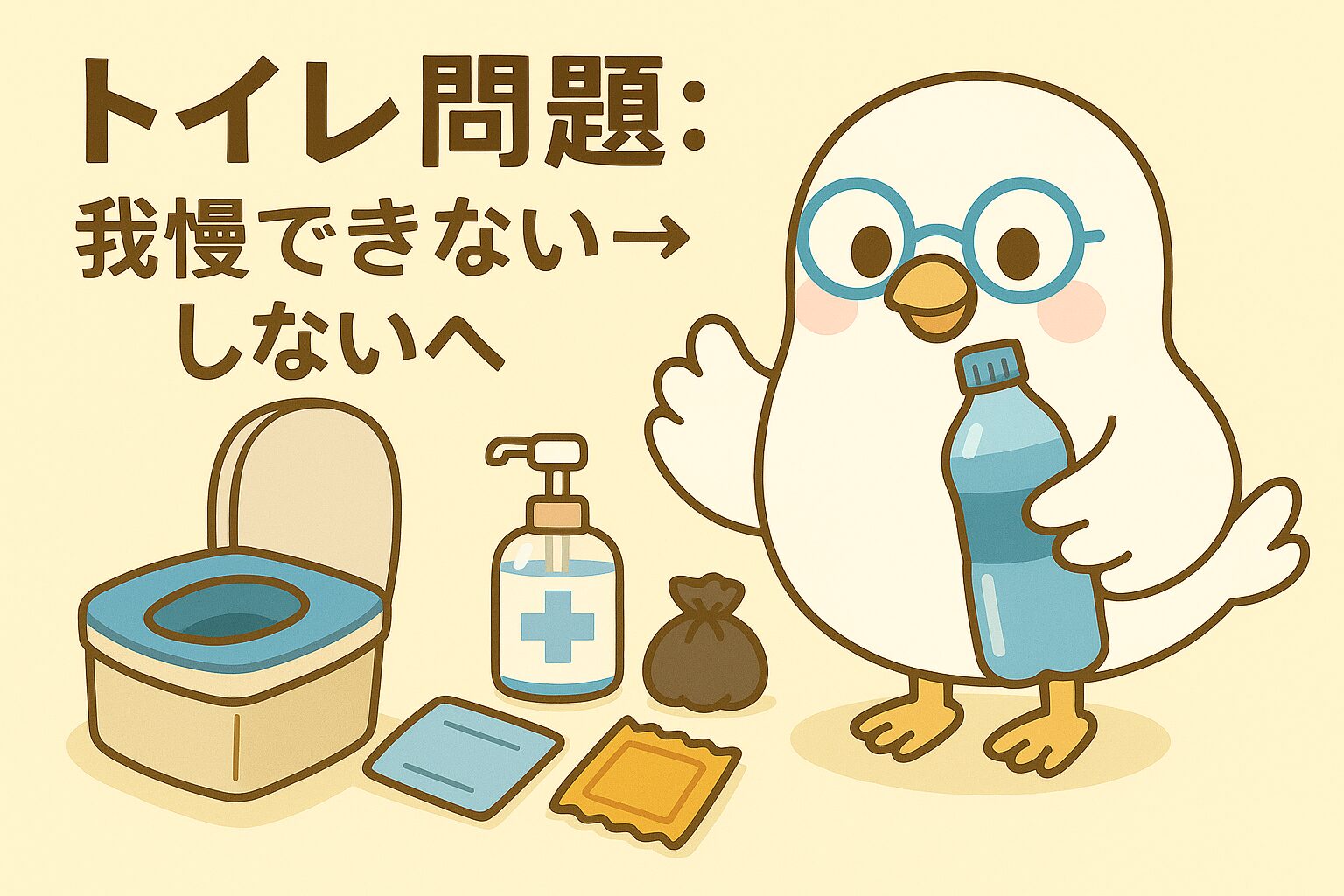 POPPOが非常用のトイレを準備している様子