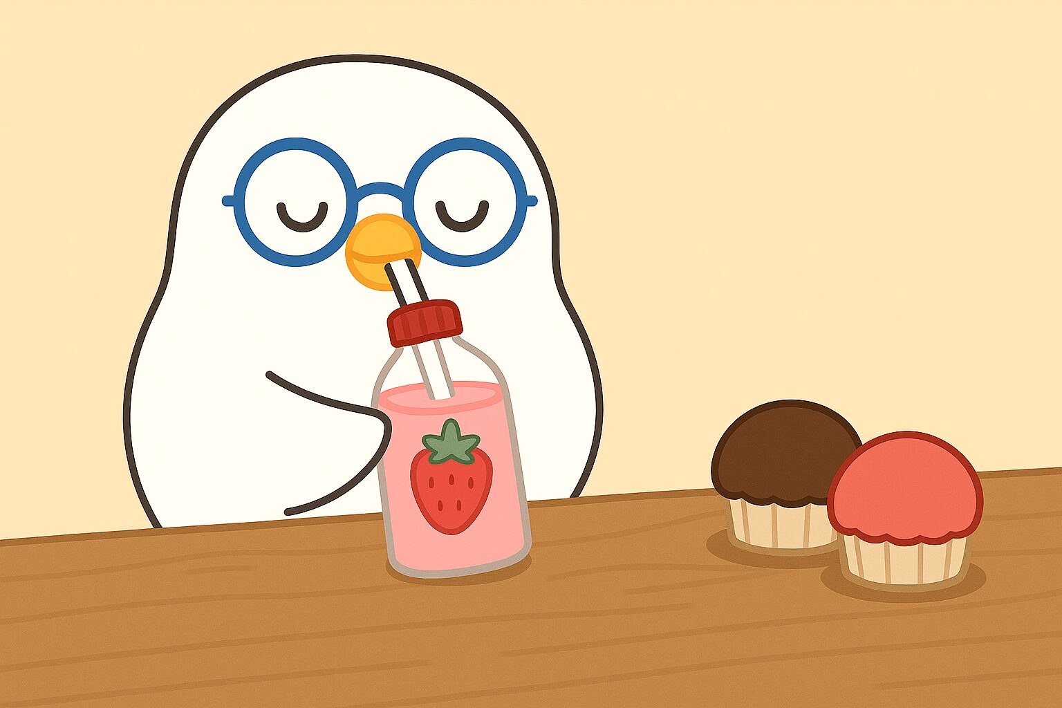 非常食用プロテインを飲むPOPPOと蒸しパンのイラスト